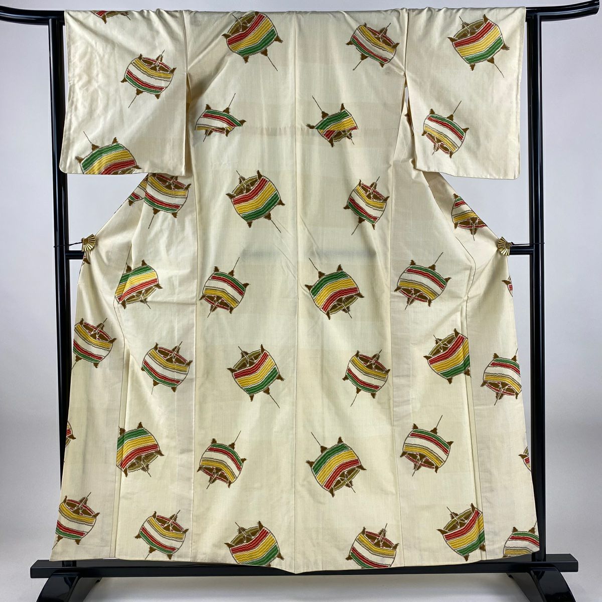 【美品】 紬織 身長158.5cm 袖長63.5cm S 雙層 線卷 米色 純蠶絲 優品級