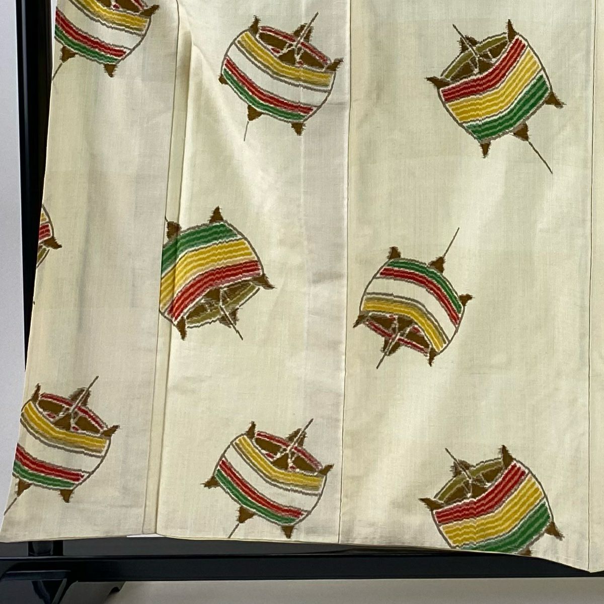 【美品】 紬織 身長158.5cm 袖長63.5cm S 雙層 線卷 米色 純蠶絲 優品級