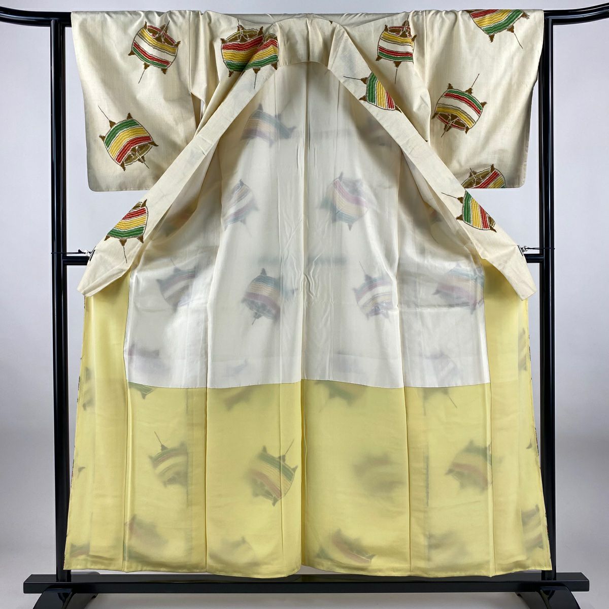 【美品】 紬織 身長158.5cm 袖長63.5cm S 雙層 線卷 米色 純蠶絲 優品級