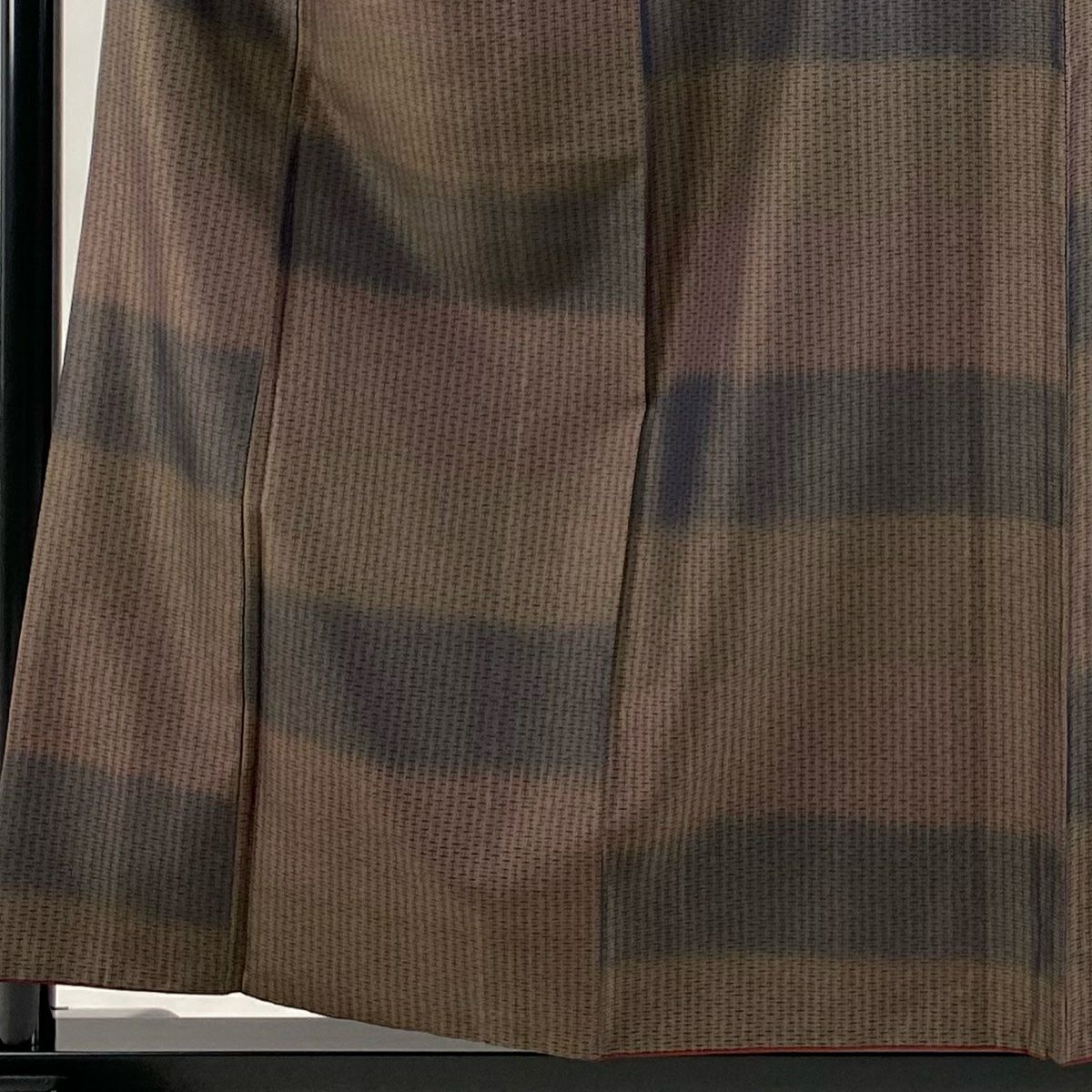【美品】 小紋 身長157cm 袖長64cm M 雙層 服裝 幾何學 段紋 小豆色 純蠶絲 逸品級