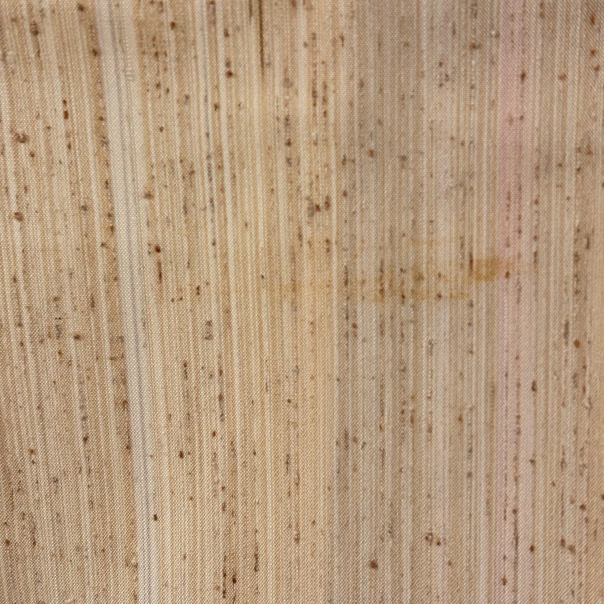 紬織 身長160.5cm 袖長66cm M 雙層 吉澤與市 蕨類工藝 證書附帶 縱條紋 十字絣 米色 純蠶絲 逸品級