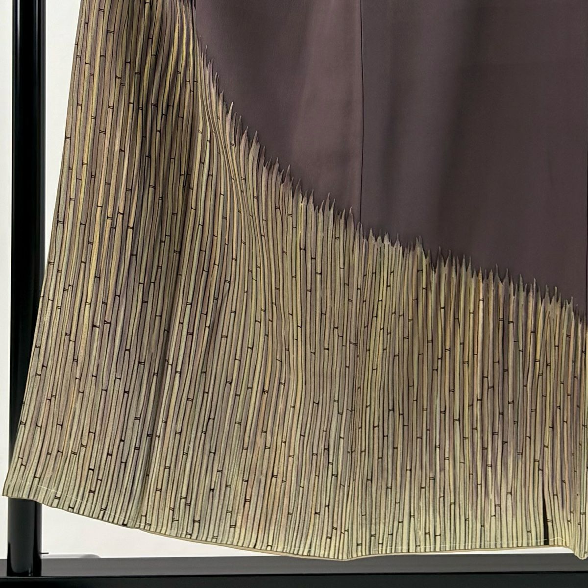 訪問服 身長154cm 袖長62.5cm S 雙層 花井幸子 落款あり 竹子垣 茶紫 純蠶絲 名品級