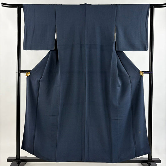 江戶小紋 身長157cm 袖長62cm S 雙層 落款 鮫 青灰 純蠶絲 名品級
