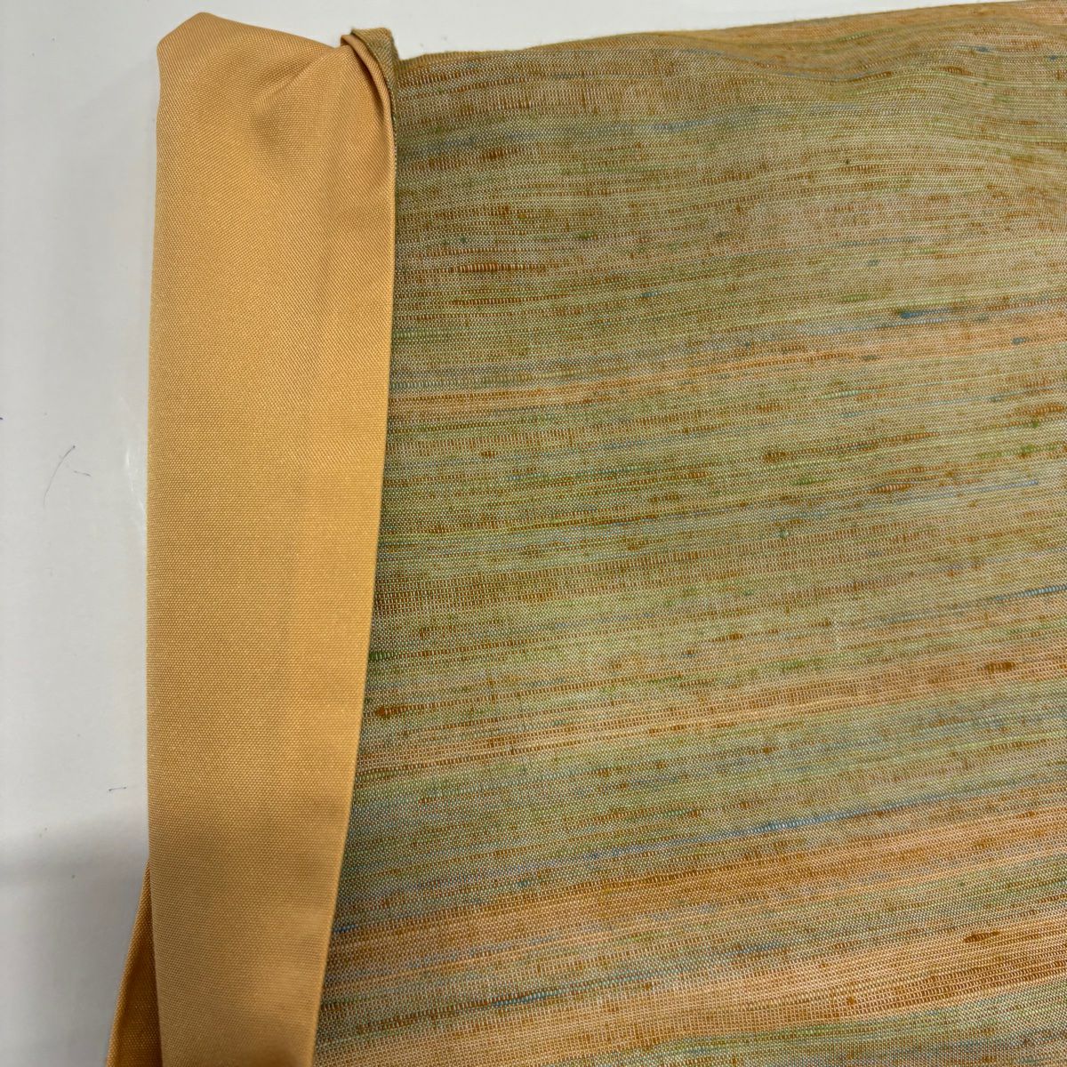 【美品】 紬織織 身長158cm 袖長64cm M 雙層 縞 黃土 純蠶絲 秀品級