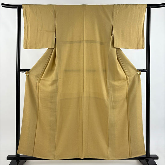 【美品】 江戶小紋 身長158.5cm 袖長62cm S 雙層 鮫 山吹 純蠶絲 秀品級