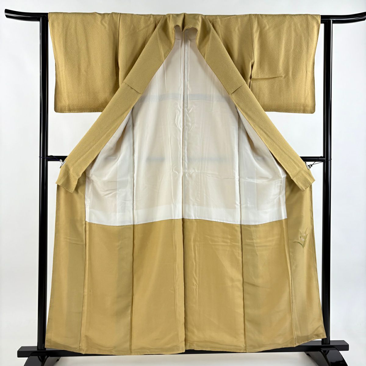 【美品】 江戶小紋 身長158.5cm 袖長62cm S 雙層 鮫 山吹 純蠶絲 秀品級