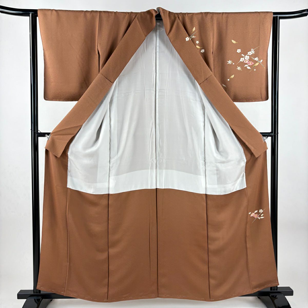【美品】訪問服 身長159cm 袖長61.5cm S 雙層 吹寄 金銀彩 漸層 淺茶 純蠶絲 優品級