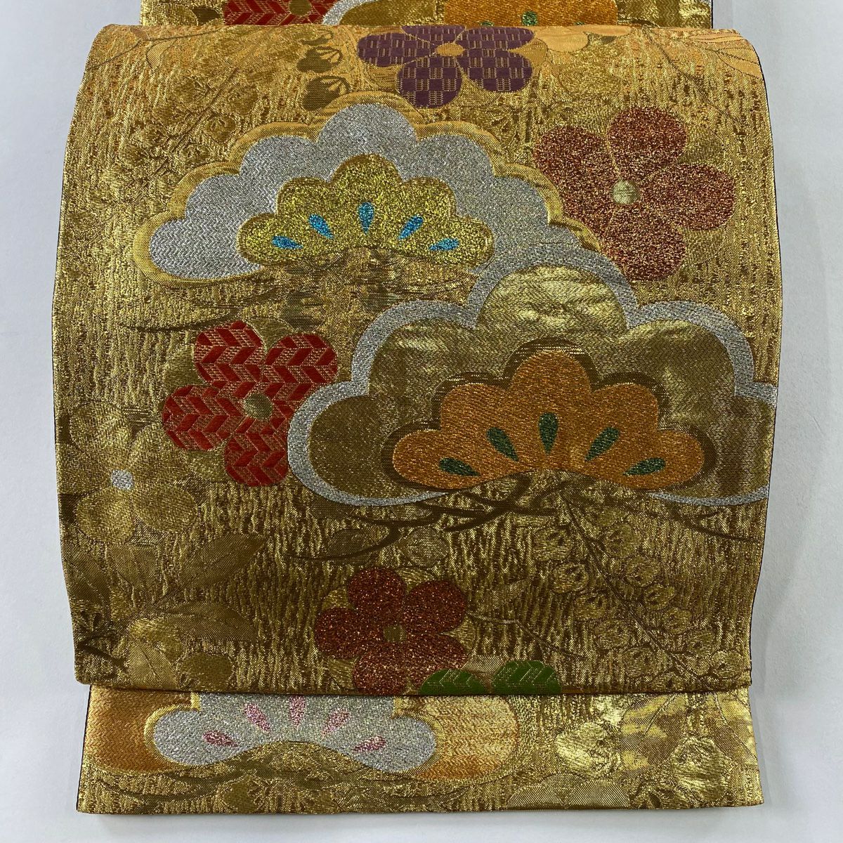 袋帶 秀品級 松樹 梅花 金絲 金金箔 金色 六通 純蠶絲