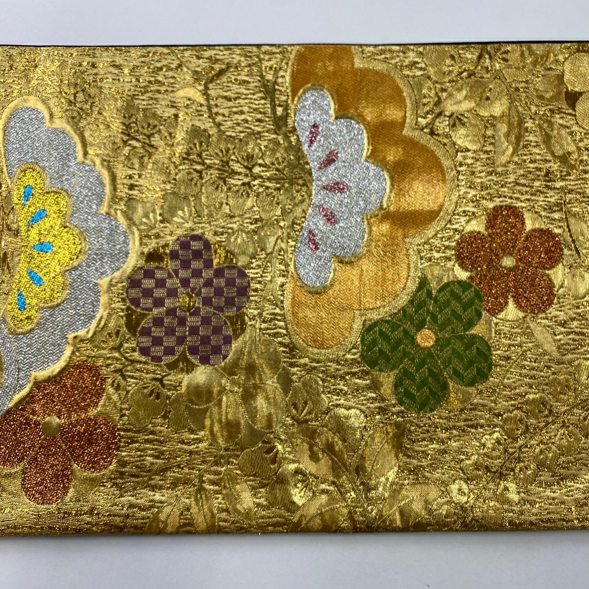 袋帶 秀品級 松樹 梅花 金絲 金金箔 金色 六通 純蠶絲