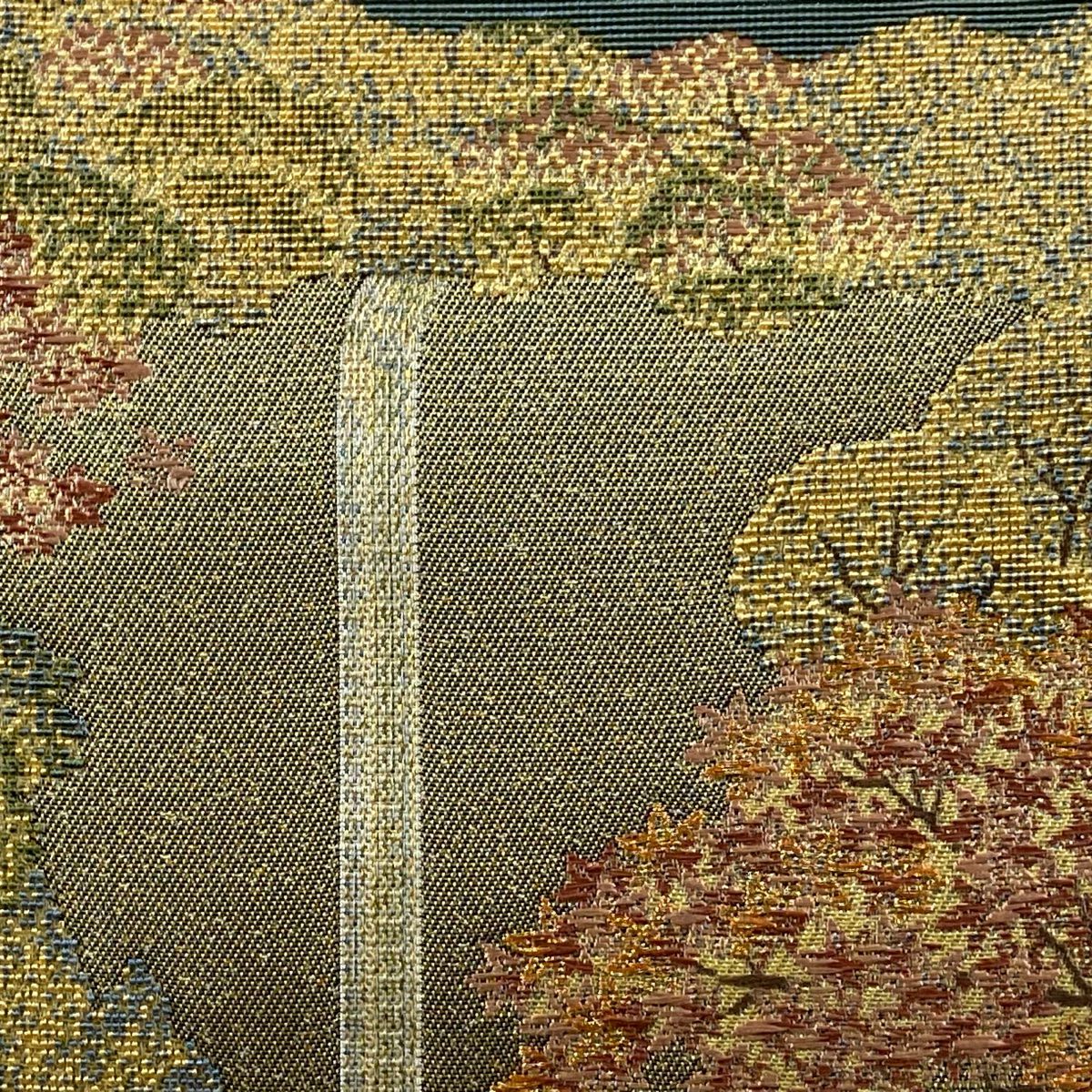 【美品】 袋帶 秀品級 風景 樹木 金絲 金金箔 金色 六通 純蠶絲