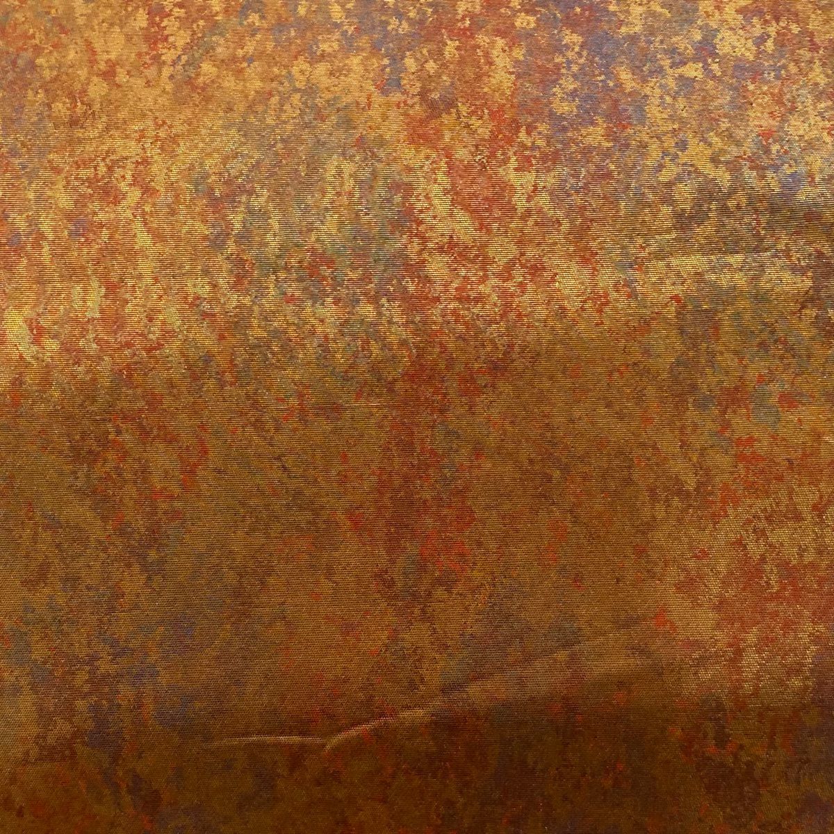 袋帶 秀品級 有落款 幾何學圖案 金金箔 淺茶 六通 純蠶絲