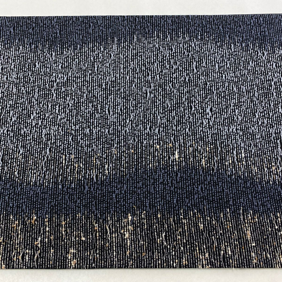 【美品】 袋帶 秀品級 幾何學 斜條 黑灰 六通 純蠶絲