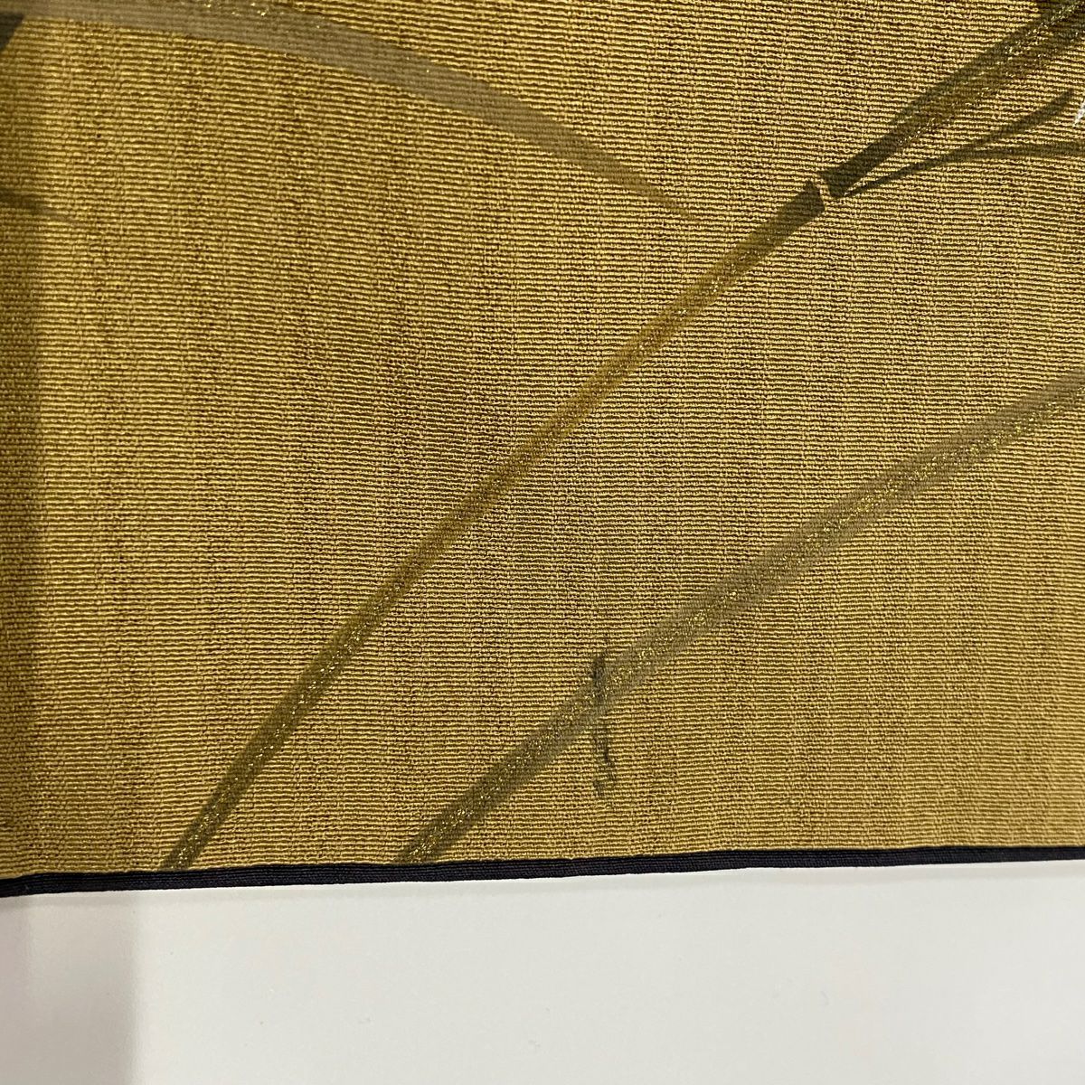 付下 身長154.5cm 袖長67cm M 雙層 笹 秋草 金絲 金銀彩 茶紫 純蠶絲 名品級