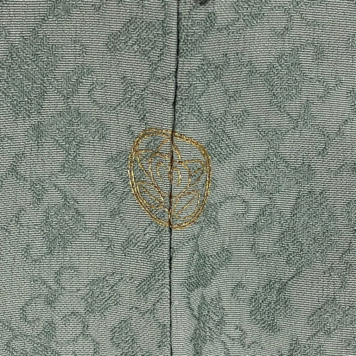 訪問服 身長156cm 袖長64cm M 雙層 櫻花 市松樹 金絲 金銀彩 淺綠 純蠶絲 名品級 一つ紋