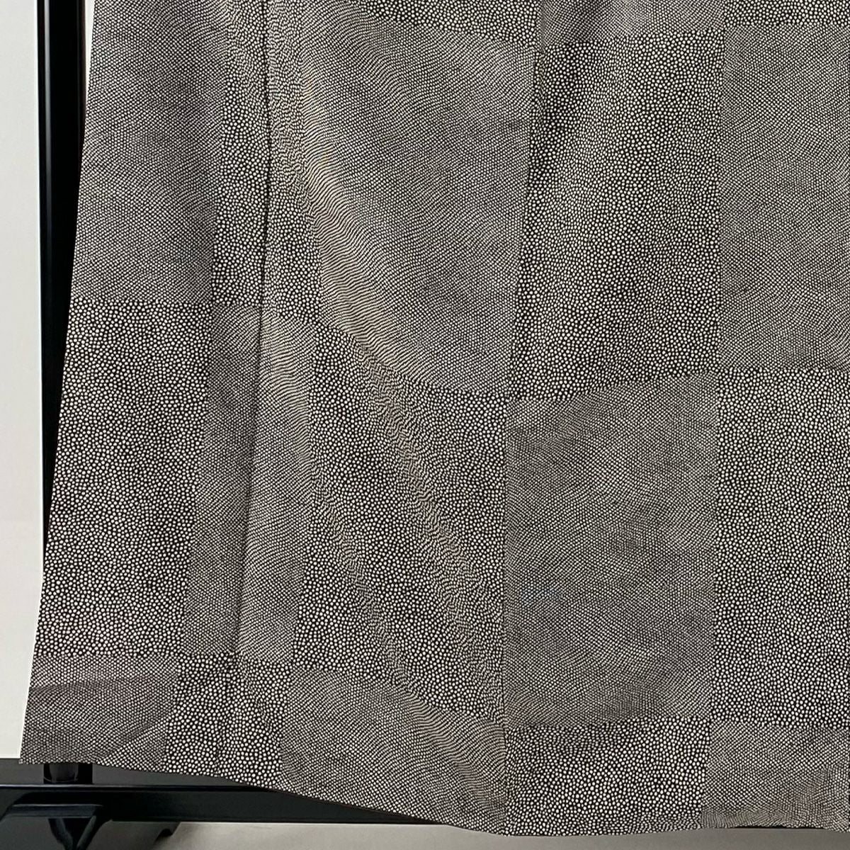 【美品】 小紋 身長160cm 袖長65cm M 雙層 紬織織 變化市松樹 幾何學 焦茶 純蠶絲 名品級
