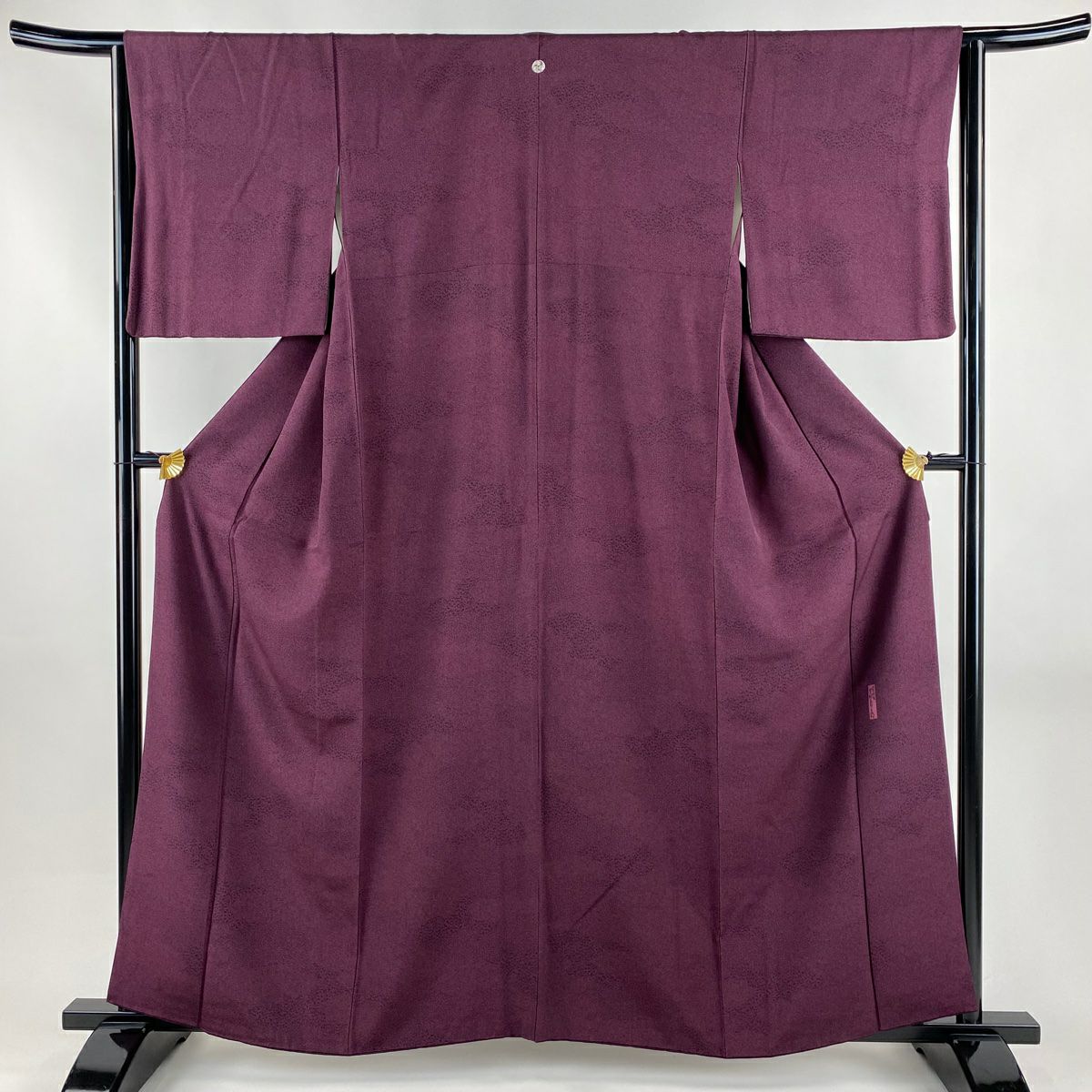 【美品】 江戶小紋 身長160cm 袖長63cm S 雙層 人間國寶 中村勇二郎 落款あり 葉 紫 純蠶絲 逸品級 一つ紋