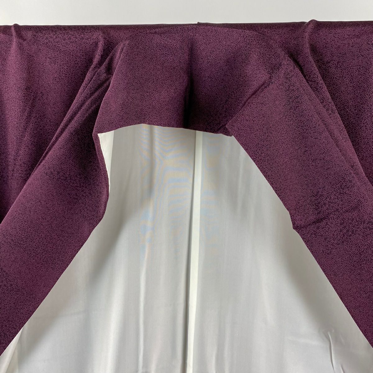 【美品】 江戶小紋 身長160cm 袖長63cm S 雙層 人間國寶 中村勇二郎 落款あり 葉 紫 純蠶絲 逸品級 一つ紋