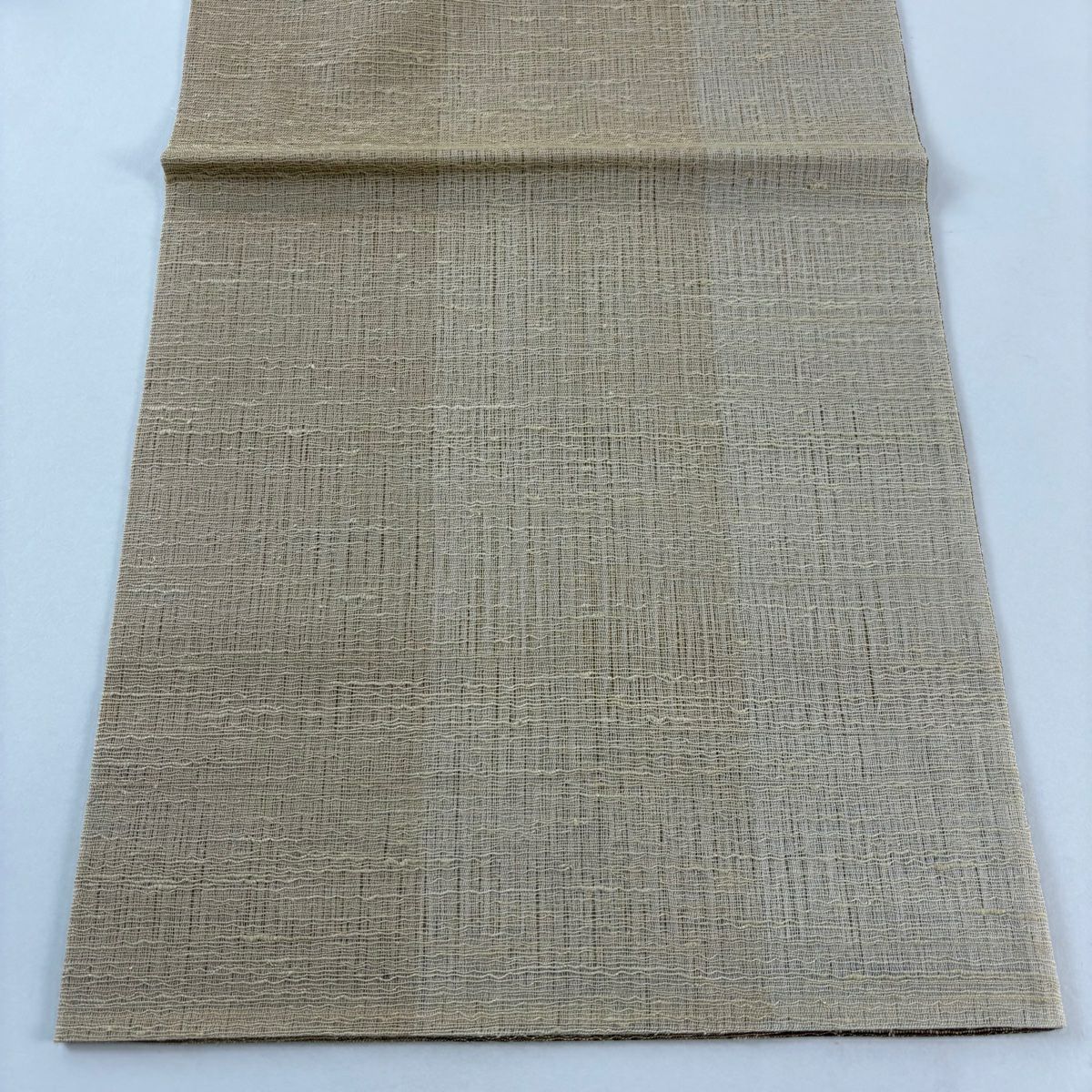 【美品】 袋帶 名品級 夏帶 雙面 葉紋 金絲 黃土色 大鼓紋 純蠶絲