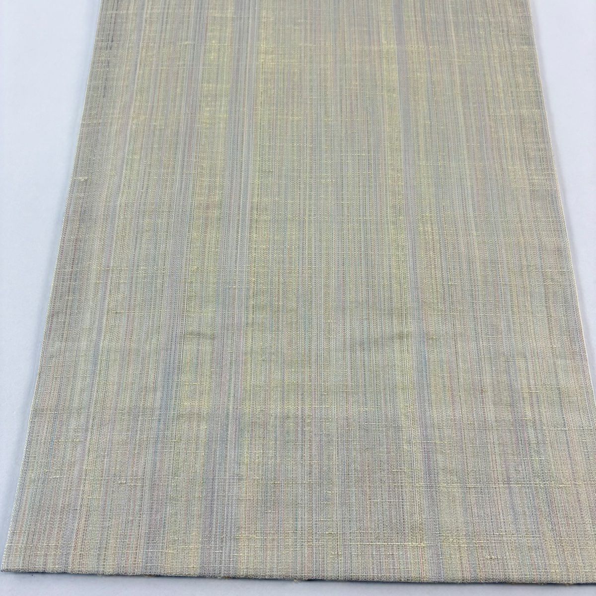 【美品】 袋帶 名品級 鳥 段紋 金絲 拉麵絲 淡黃 六通 純蠶絲