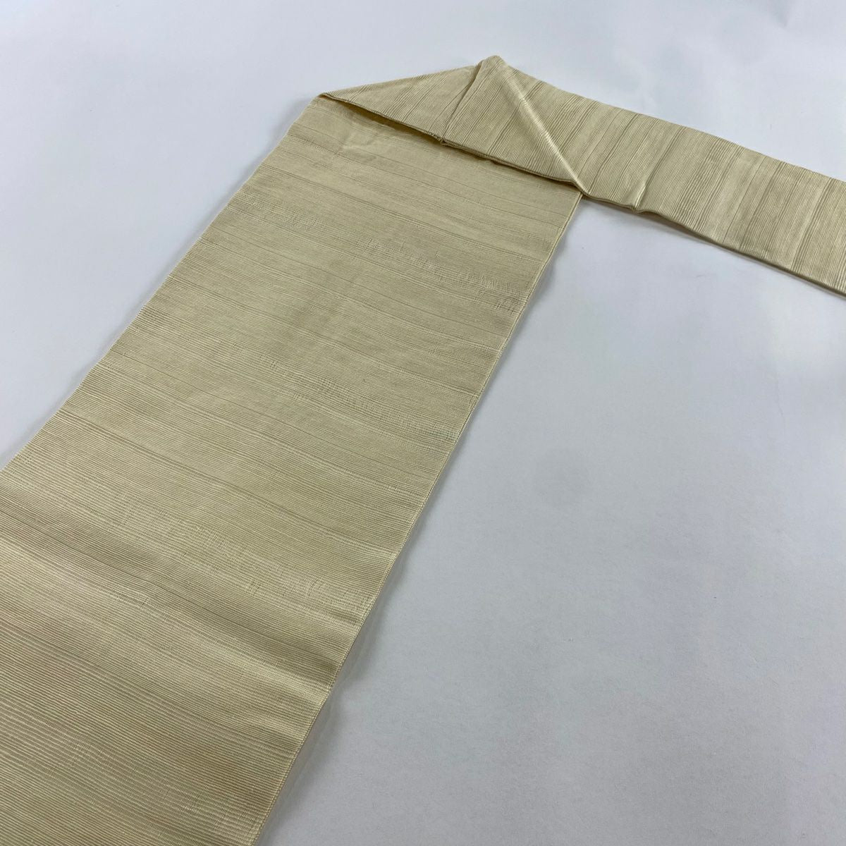 名古屋帶 名品級 夏帶 蛙耳枝葉 米色 純蠶絲