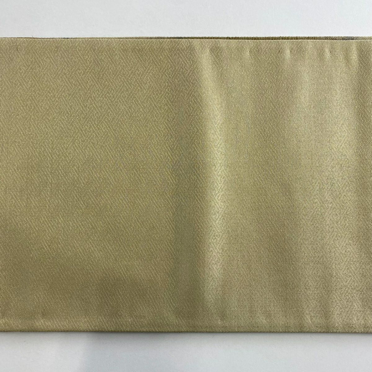 【美品】 袋帶 名品級 幾何圖案 金金箔 鶯色 全通 純蠶絲