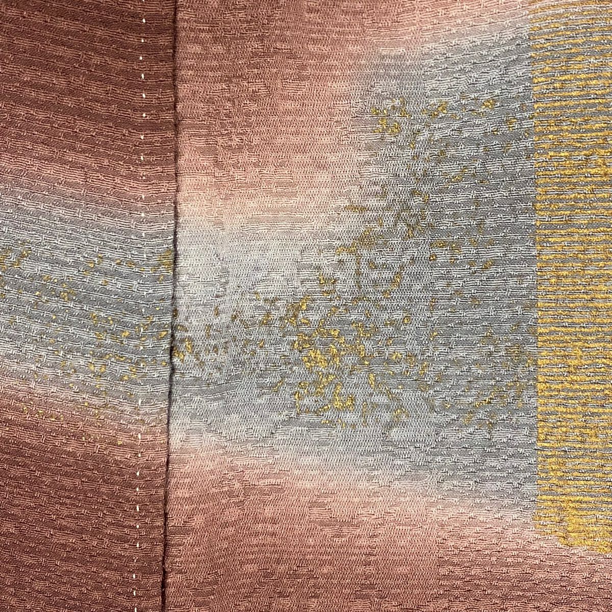 訪問服 身長157cm 袖長63.5cm S 雙層 花唐草紋 刺繡 金彩裝飾 茶紫 純蠶絲 秀品級