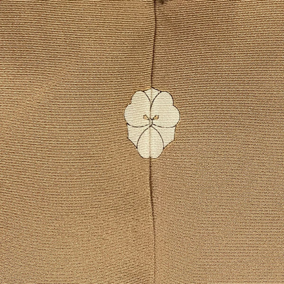訪問服 身長159cm 袖長63cm S 雙層 家屋 松樹竹子梅花 漸層 薄茶 純蠶絲 秀品級 一つ紋