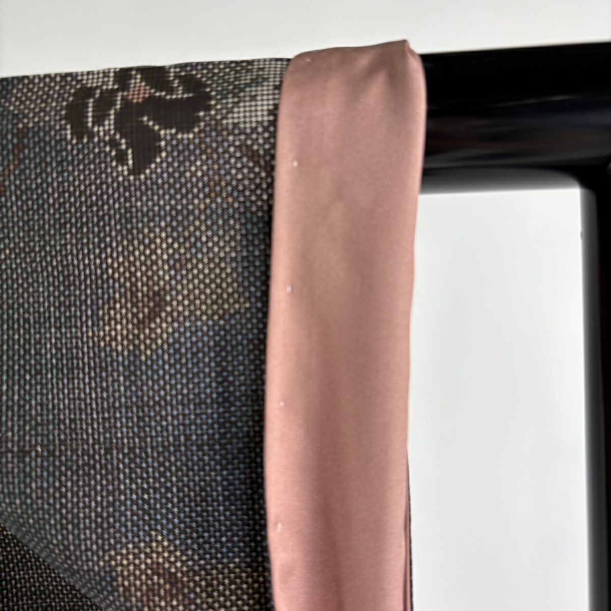 【美品】 大島紬織 身長163cm 袖長62.5cm S 雙層 都喜ヱ門 證書附帶 枝花 純泥染 青灰色 純蠶絲 逸品級