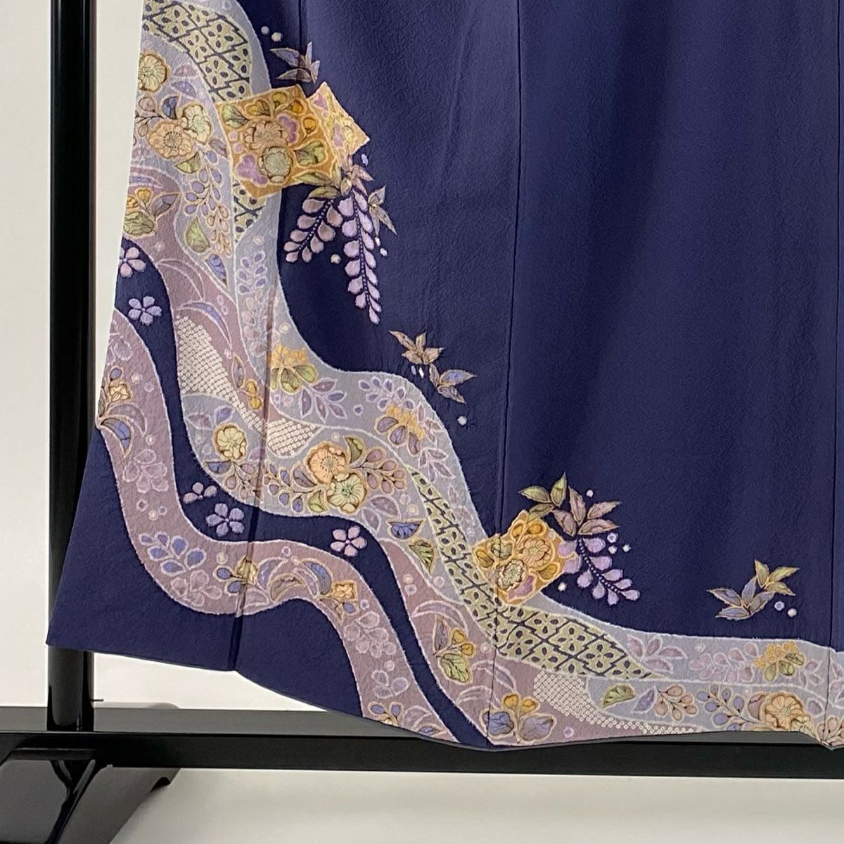 付下 身長155cm 袖長63cm S 雙層 翠山工房 大和 落款あり 辻花染 青紫 純蠶絲 名品級