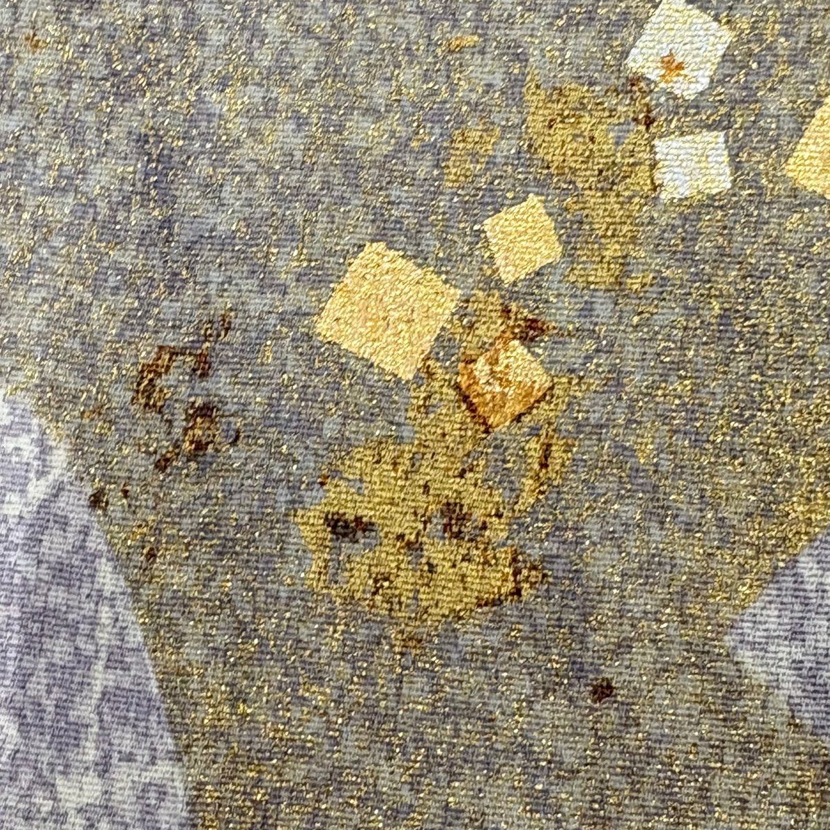 訪問服 身長158cm 袖長63cm S 雙層 松樹井青青 落款 草花紋紋 金金箔散佈 金銀彩 刺繡 淺紫 純蠶絲 名品級