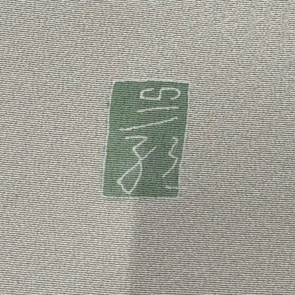 訪問服 身長158cm 袖長62cm S 雙層 落款あり 枝花 漸變 薄綠 純蠶絲 名品級