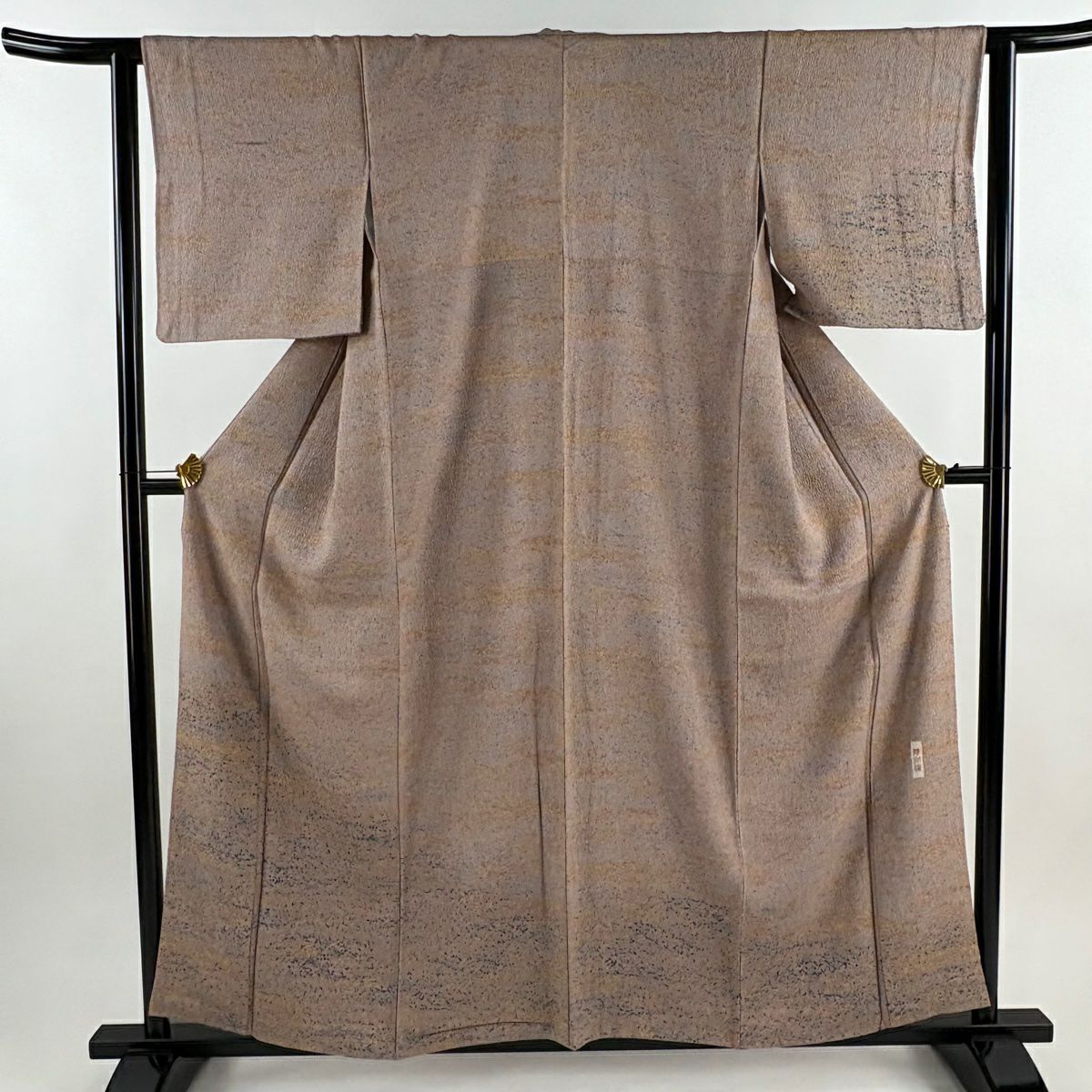 【美品】 付下 身長157cm 袖長62.5cm S 雙層 陶彩染 霞 幾何圖案 淺紫 純蠶絲 名品級