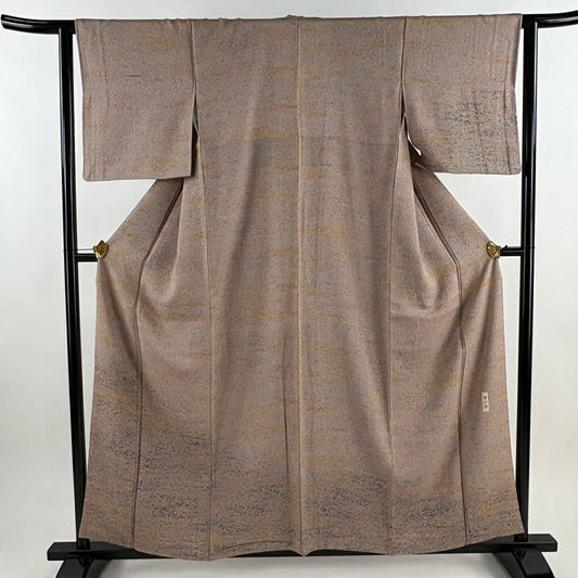 【美品】 付下 身長157cm 袖長62.5cm S 雙層 陶彩染 霞 幾何圖案 淺紫 純蠶絲 名品級
