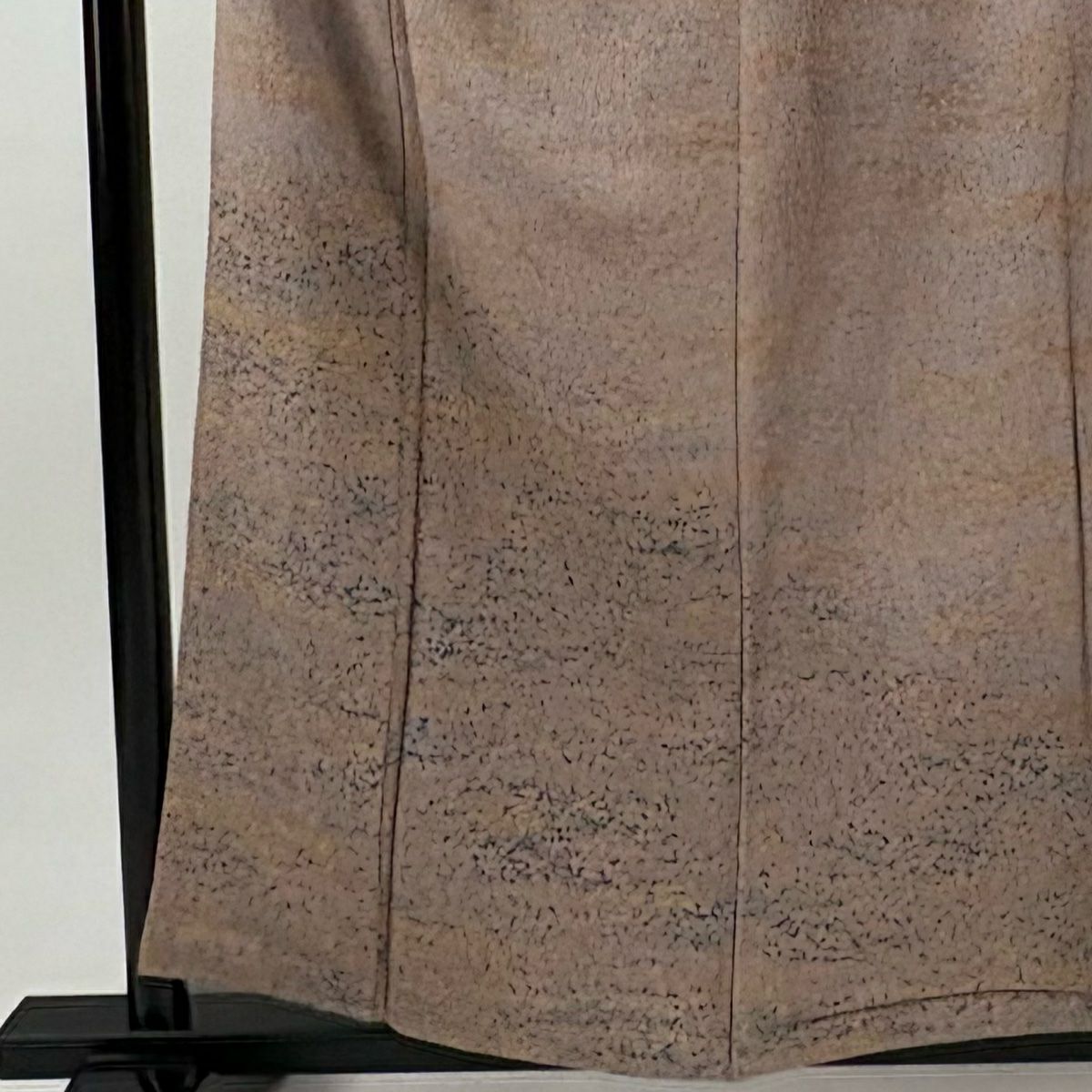 【美品】 付下 身長157cm 袖長62.5cm S 雙層 陶彩染 霞 幾何圖案 淺紫 純蠶絲 名品級