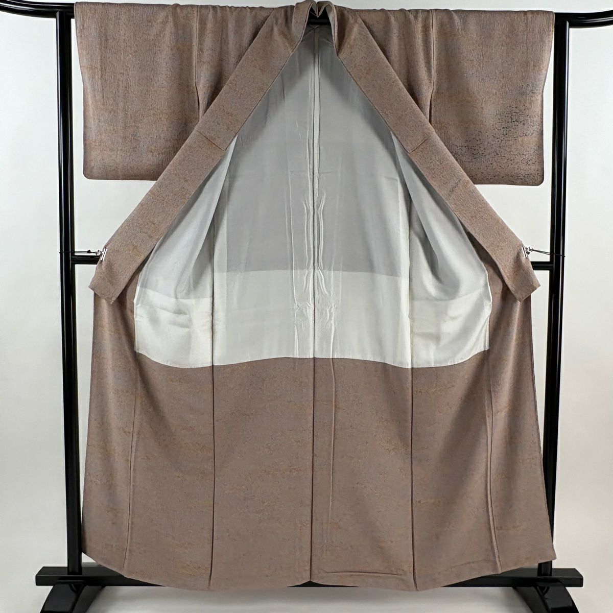 【美品】 付下 身長157cm 袖長62.5cm S 雙層 陶彩染 霞 幾何圖案 淺紫 純蠶絲 名品級