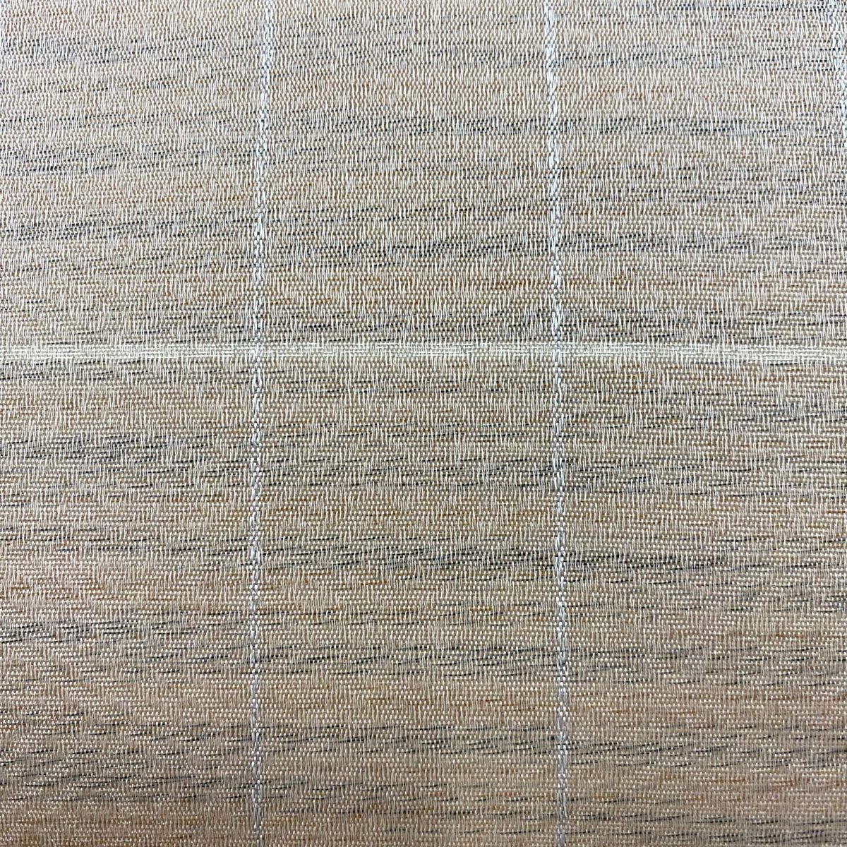 【美品】 袋帶 名品級 夏帶 條紋 銀線 粉米色 全通 純蠶絲