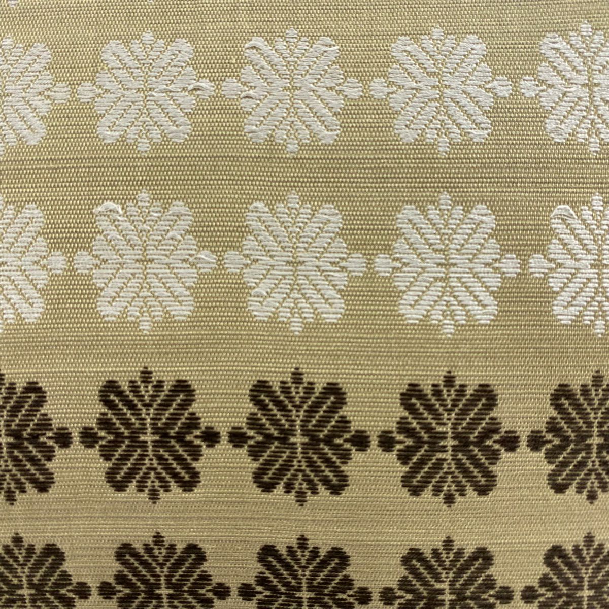 【美品】 袋帶 名品級 花 薄茶 全通 純蠶絲