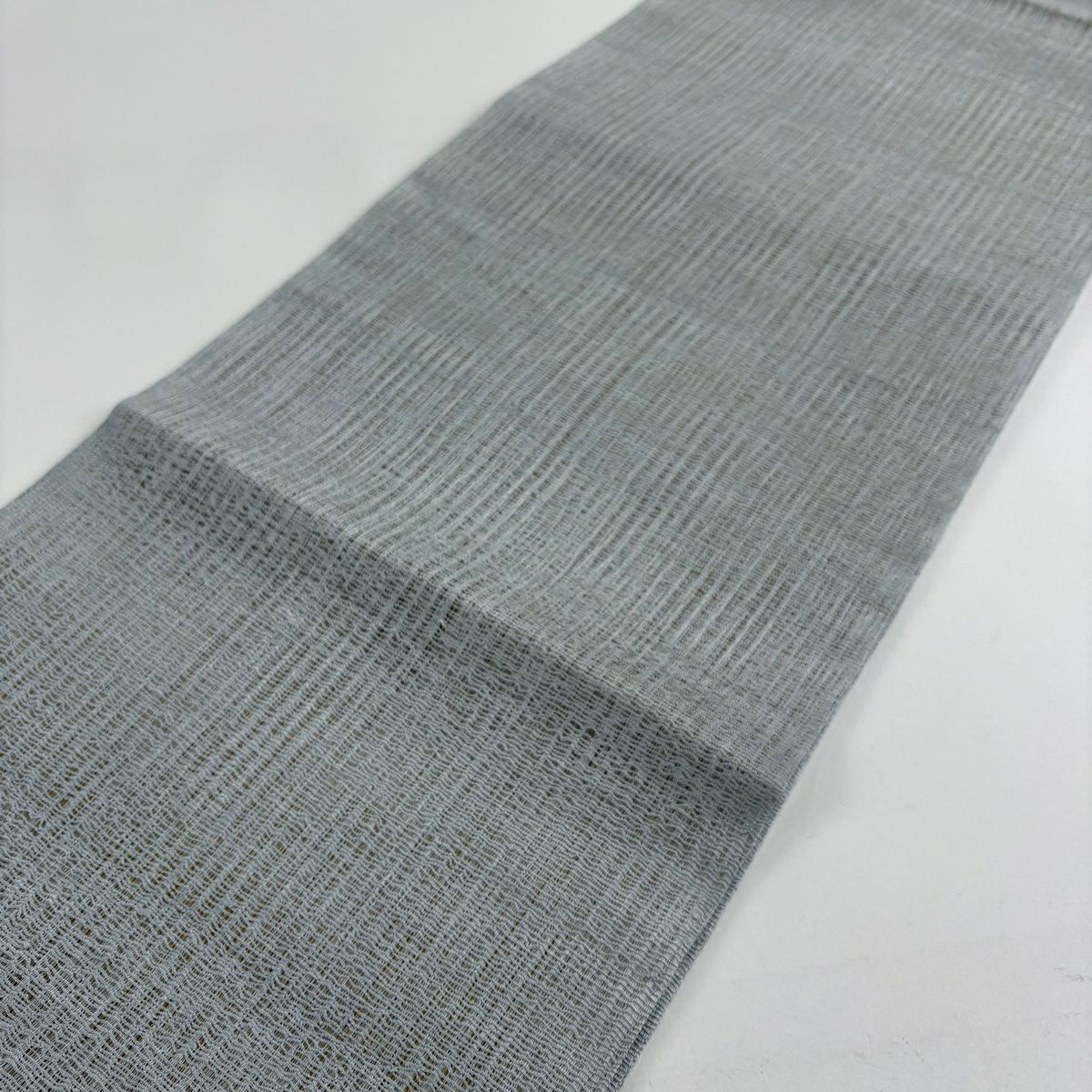 【美品】 袋帶 秀品級 夏帶 波 金金箔 金絲 青灰 純蠶絲 お太鼓柄