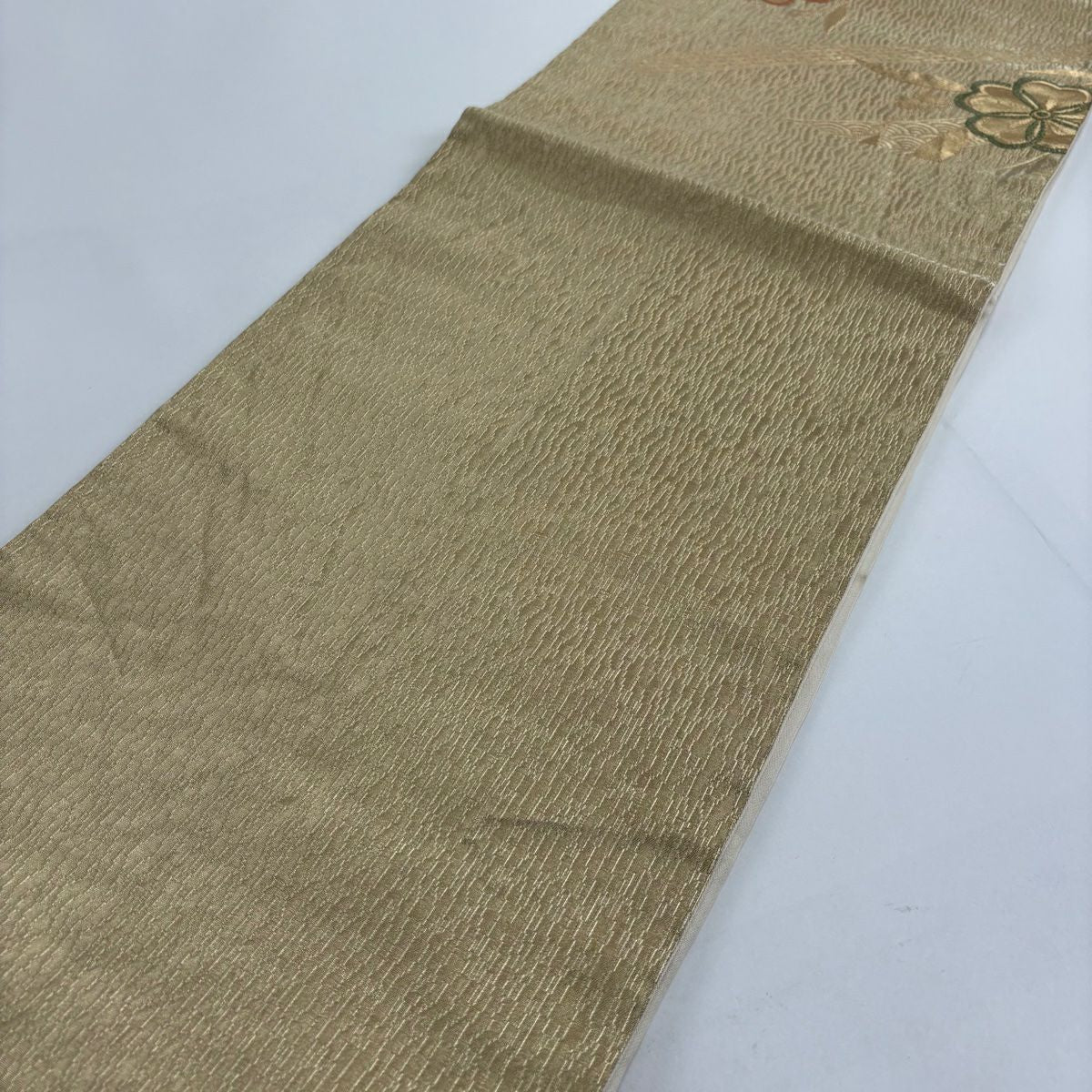 袋帶 秀品級 櫻花 有職紋樣 金絲 金金箔 金色 六通 純蠶絲