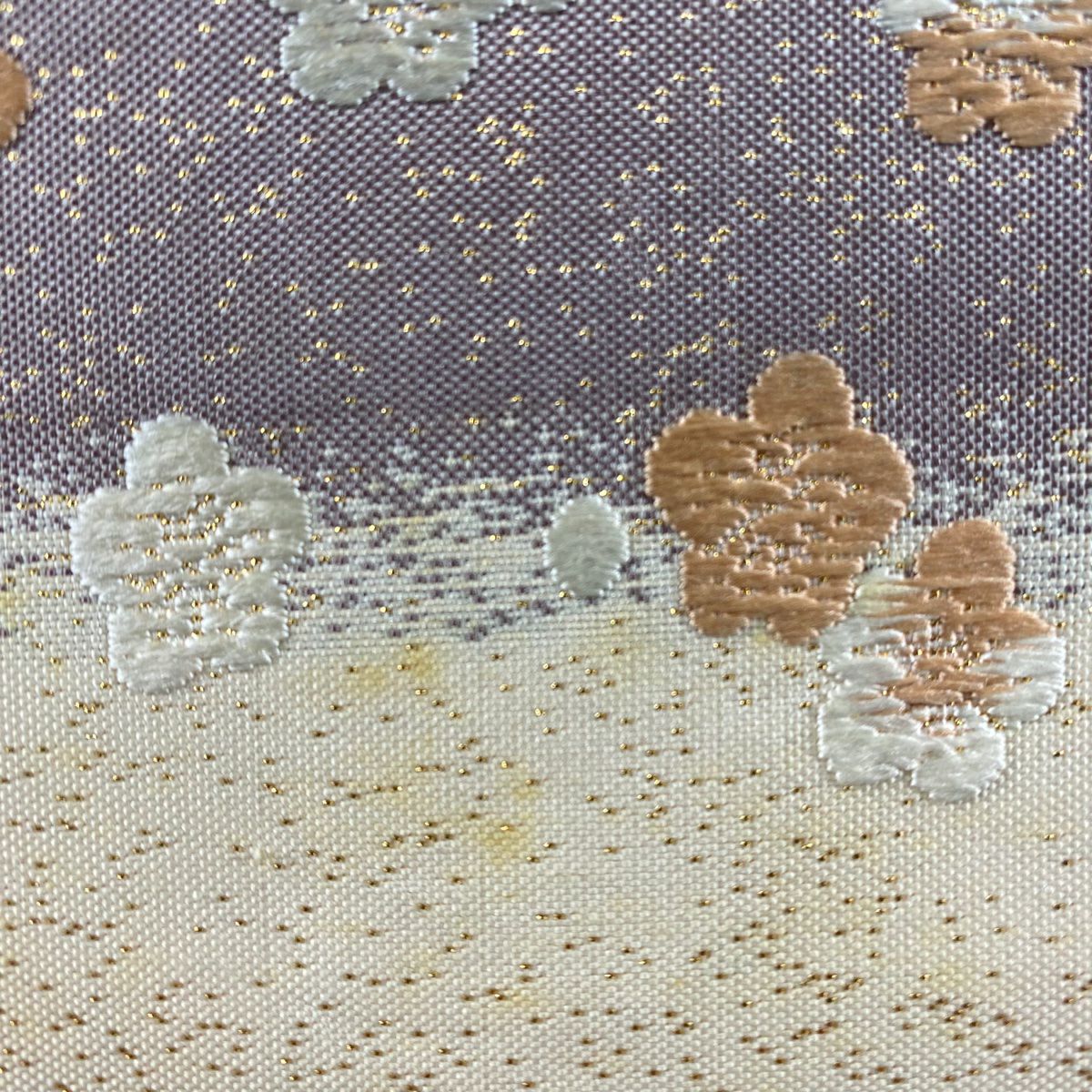 袋帶 秀品級 關西仕立 松樹竹子梅花 金糸 金金箔 奶油 六通 純蠶絲
