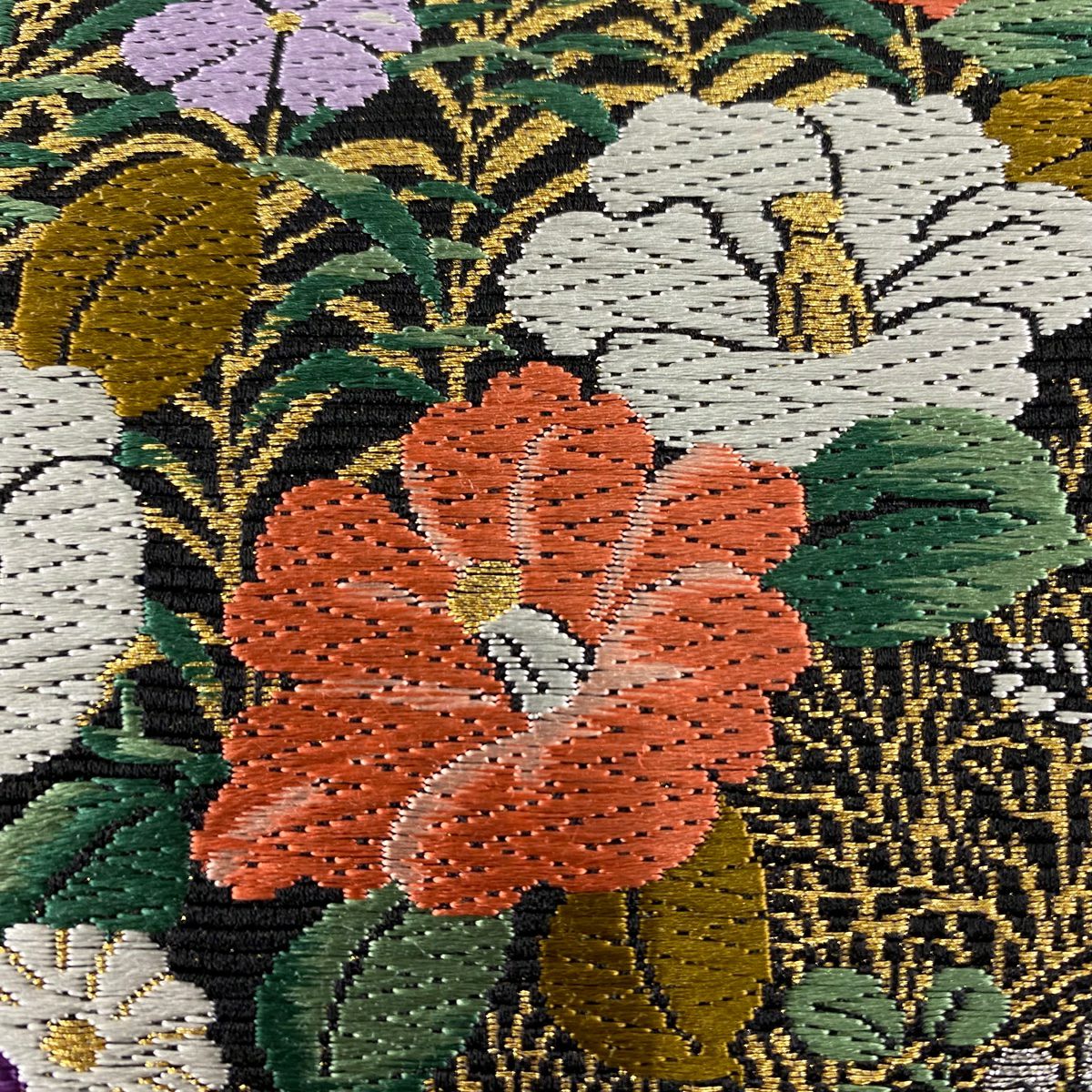 【美品】 袋帶 秀品級 證書齊全 芝垣小袖紋 唐織 金銀線 黑 六通 純蠶絲