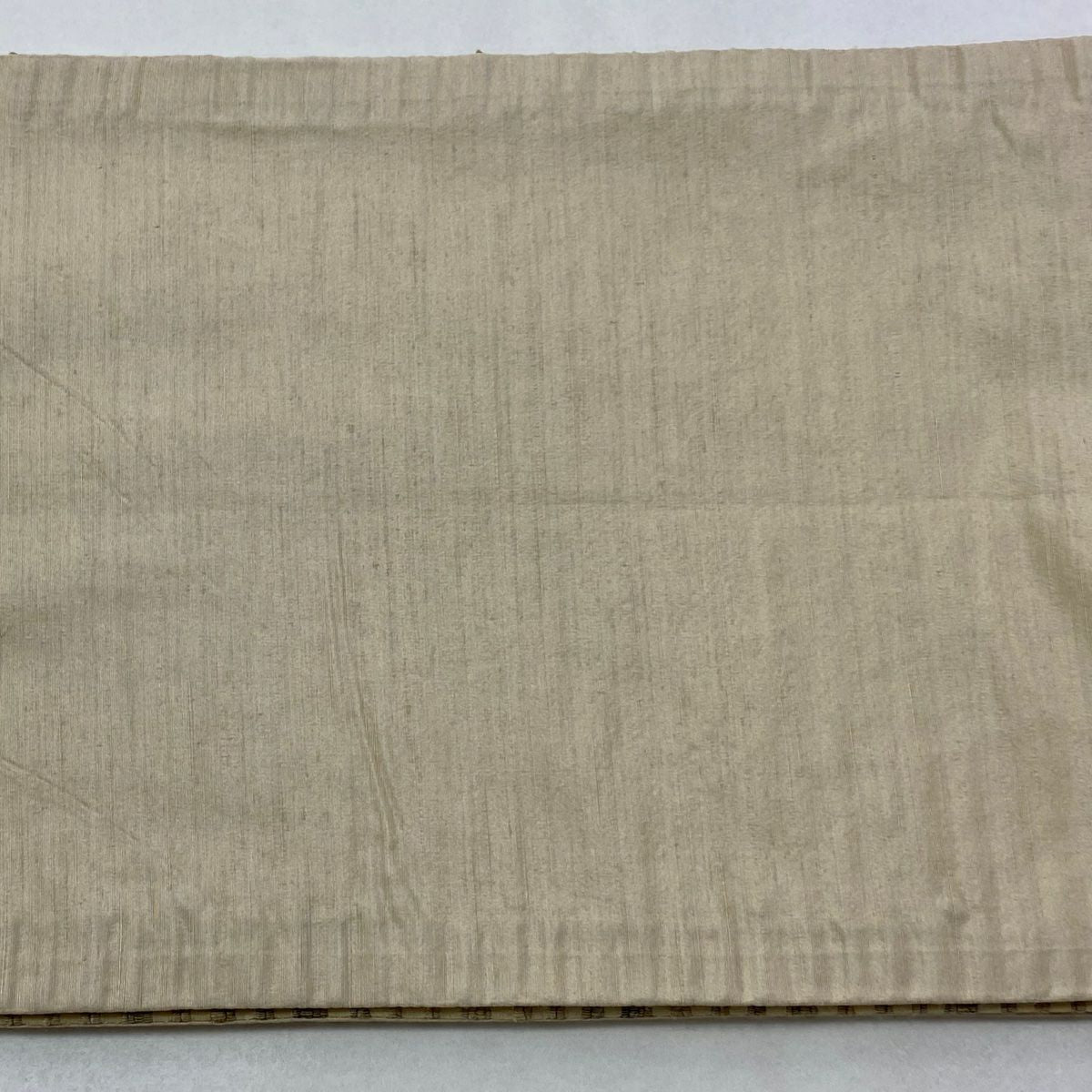 【美品】 袋帶 逸品級 紬織織 縞紋 薄茶 全通 純蠶絲