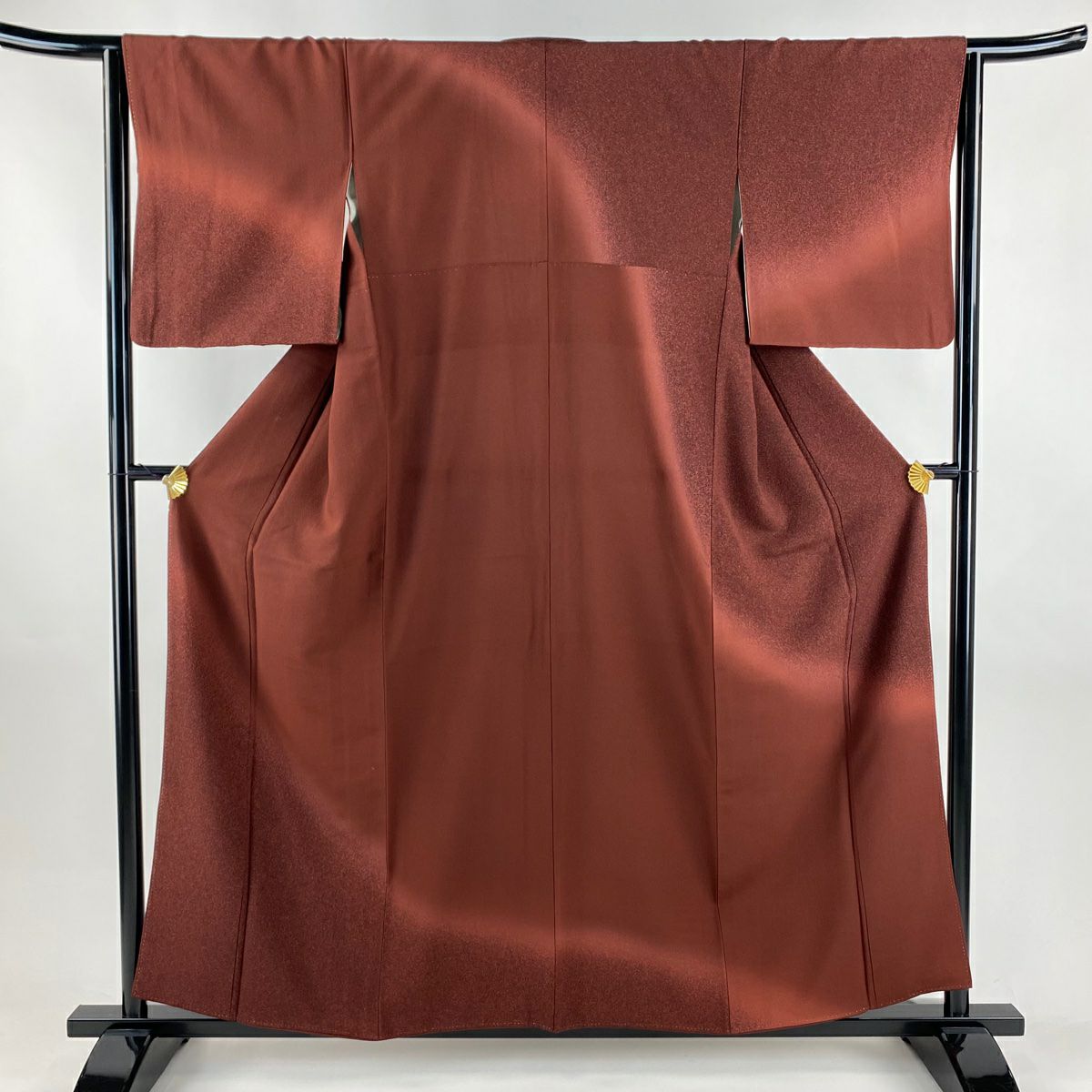 付下 身長158cm 袖長64cm M 雙層 裾暈染圖案 紅茶 純蠶絲 優品級