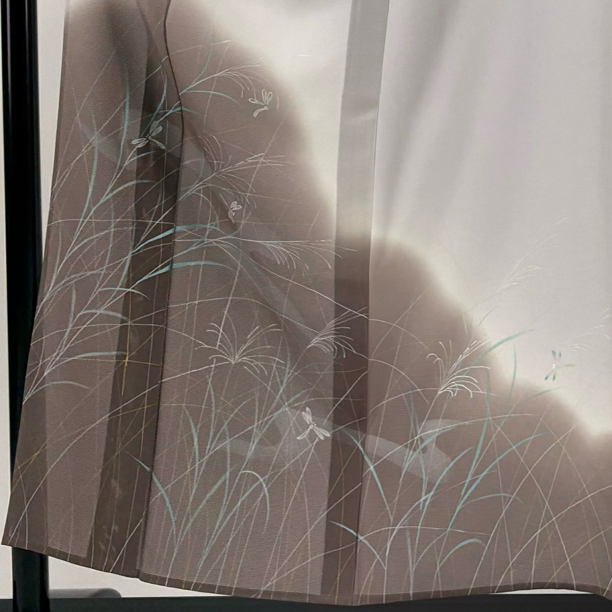 付下 身長156cm 袖長64.5cm M 薄料 絽 螳螂 芒草 金銀彩 漸層 淡紫 純蠶絲 優品級