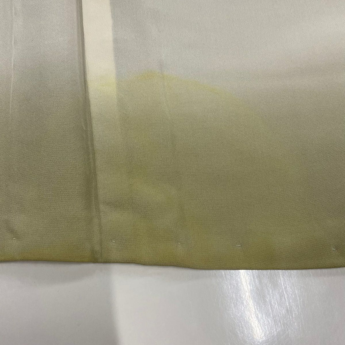 付下 身長166.5cm 袖長64.5cm M 雙層 雪輪 草花紋紋 金銀彩 刺繡 茶綠 純蠶絲 秀品級