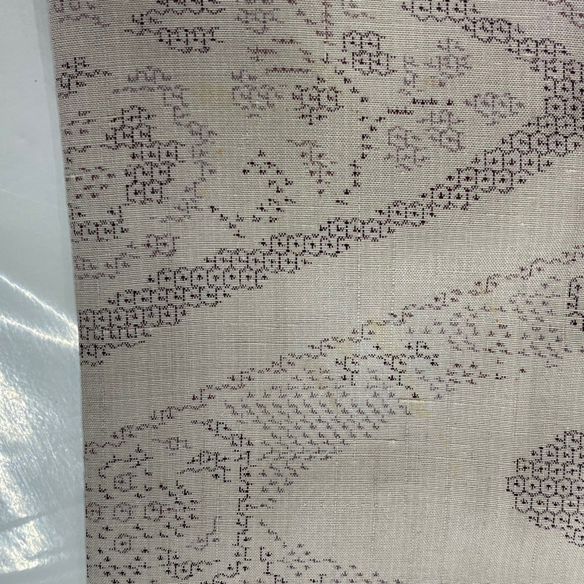 【美品】 紬織 身長163cm 袖長64cm M 雙層 流水 草花紋紋 薄小豆 純蠶絲 秀品級