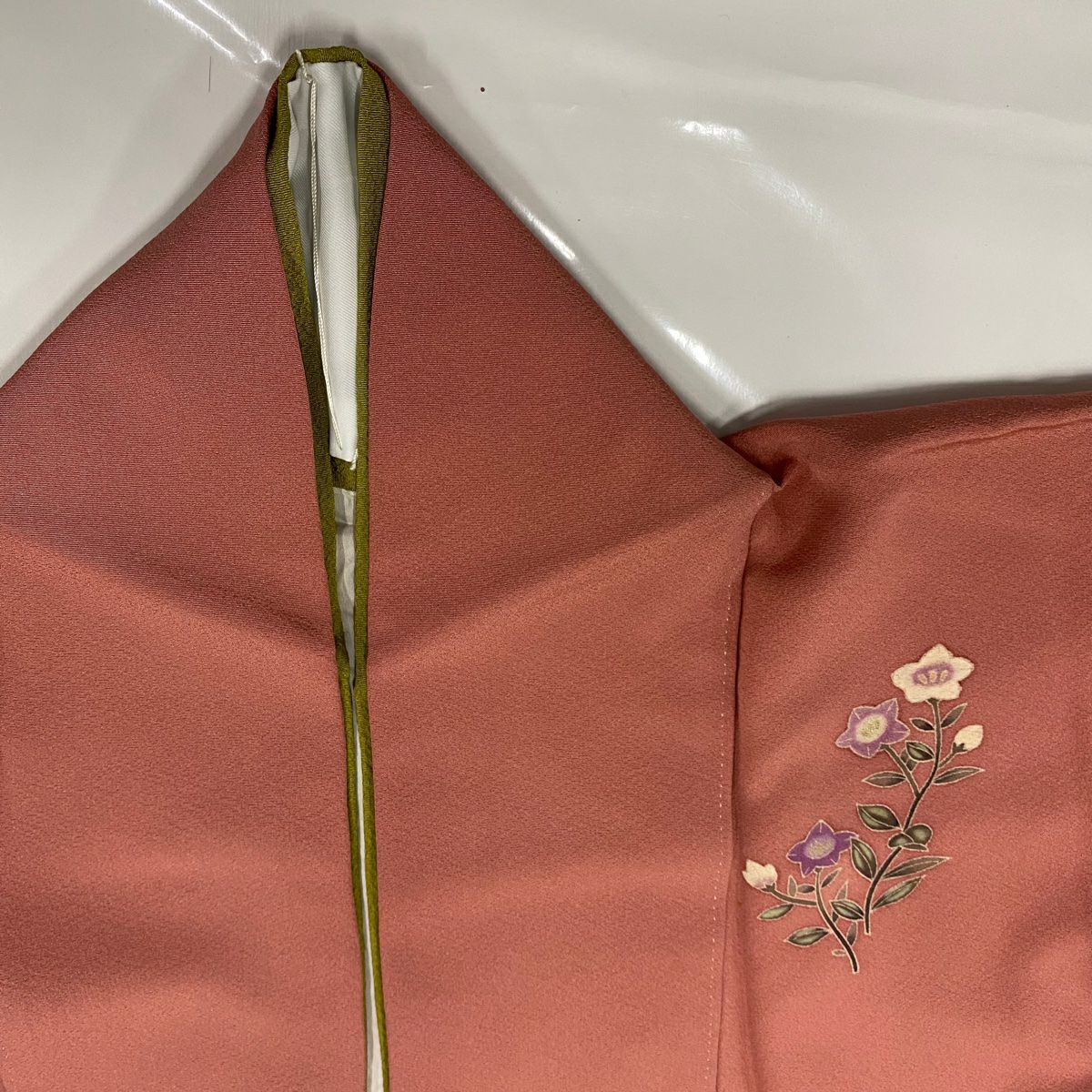 付下 身長160cm 袖長65cm M 雙層 鳥 草花紋紋 漸層 金彩裝飾 粉色 純蠶絲 優品級