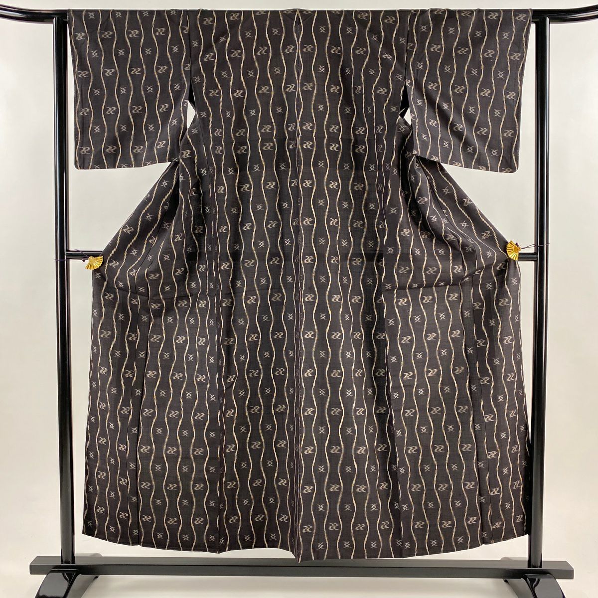 【美品】 紬織 身長155cm 袖長63cm S 單層 斜紋 墨色 純蠶絲 優品級