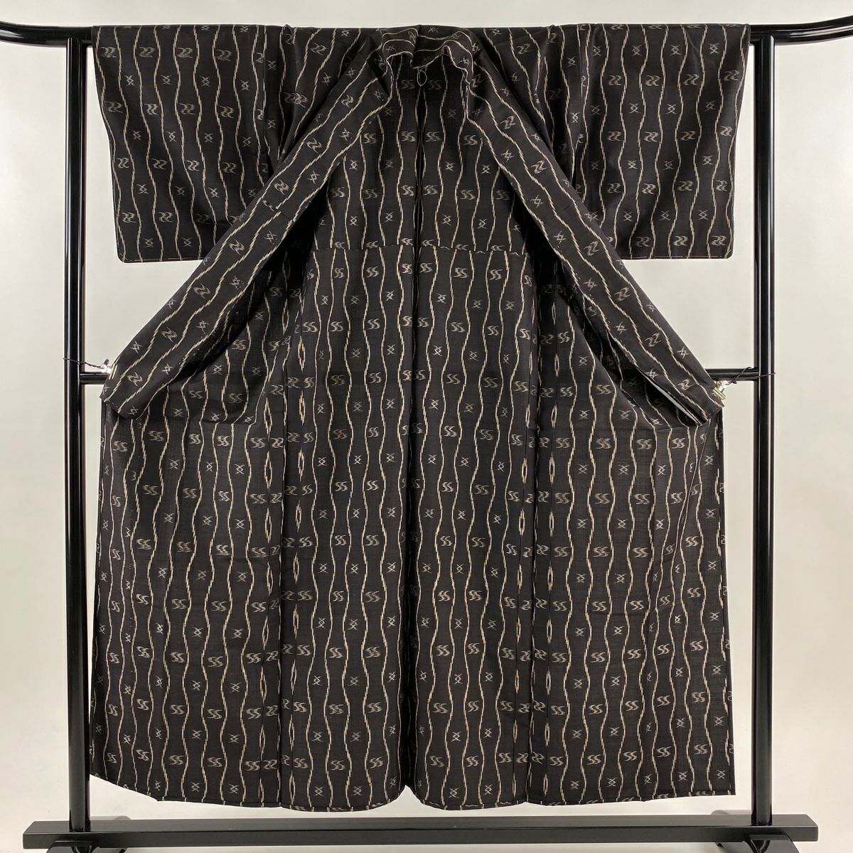 【美品】 紬織 身長155cm 袖長63cm S 單層 斜紋 墨色 純蠶絲 優品級