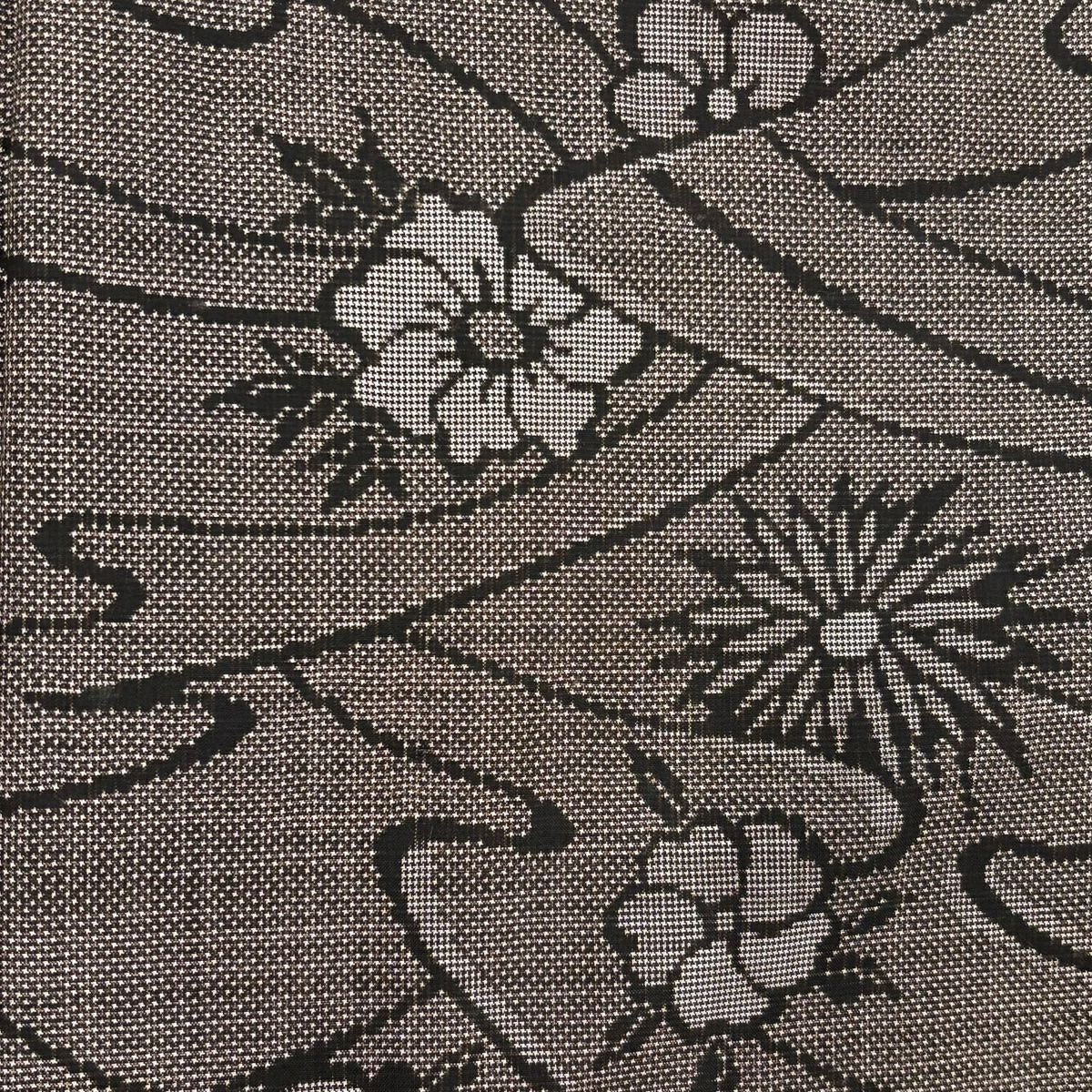 【美品】 大島紬織 身長169cm 袖長64cm M 雙層 純泥染 證書附帶 梅花花 波紋 焦茶 正蠶絲 名品級